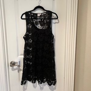 Black lace mini dress or swimsuit cover up
